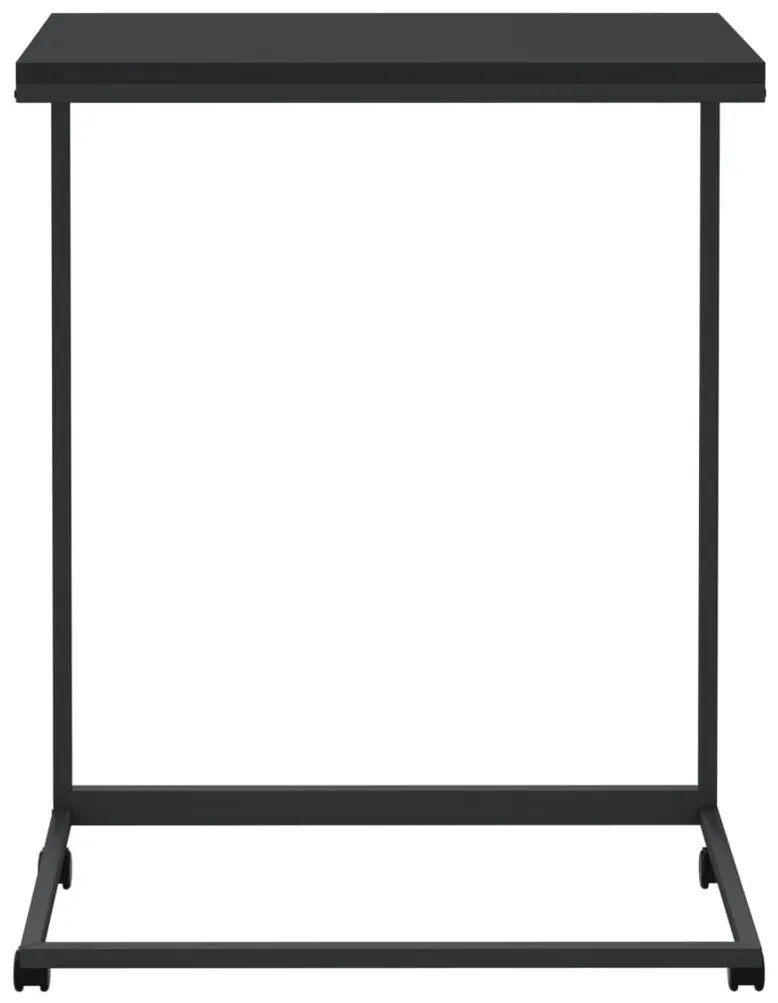 Tavolino con ruote nero 55x35x70 cm in legno multistrato