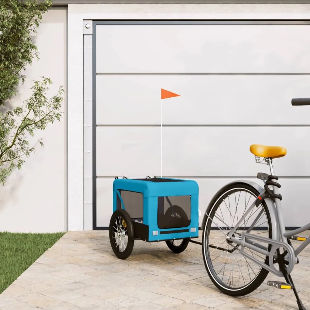 Rimorchio Da Bici Per Animali Blu E Nero Oxford E Ferro /