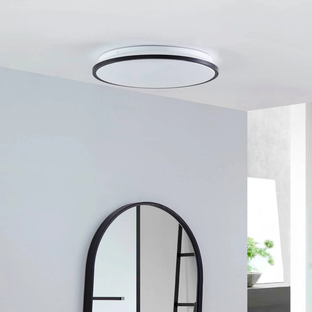 Plafoniera LED Lindby Glane, Ø 38 cm, nero/bianco, IP44