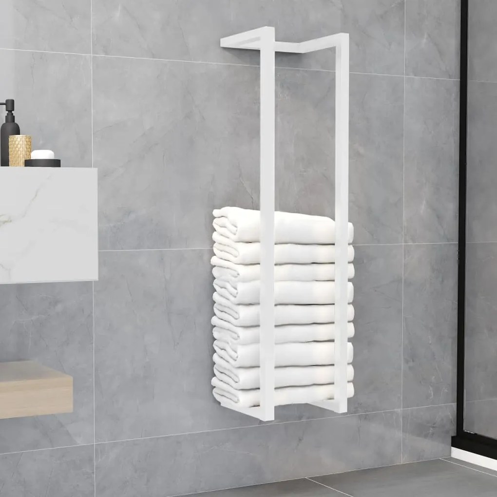 Portasciugamani Bianco 25x20x95 Cm İn Acciaio /