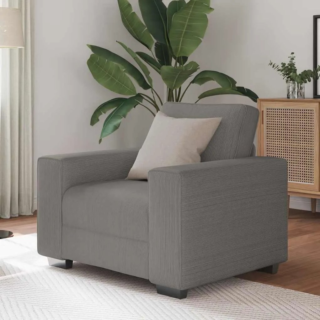 Divano Sedia Grigio Chiaro 60 Cm Tessuto Di Velluto A Coste /