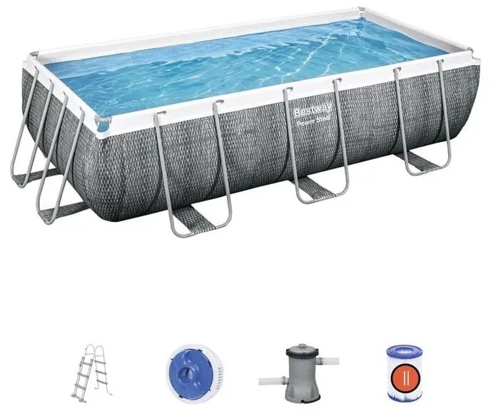 Piscina Power Steel Rettangolare Telaio Portante Cm.404X201X100H. - kg.60,4- lt.6.478 - filtro cartuccia (art.56721)