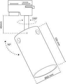 Faro GU10 per binario Monofase in Vetro Bianco