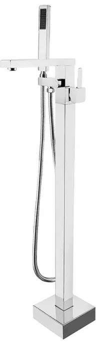 Rubinetto vasca a pavimento freestanding squadrato cromato