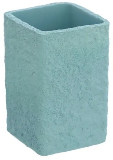 Bicchiere portaspazzolino in poliresina da appoggio turchese pastello