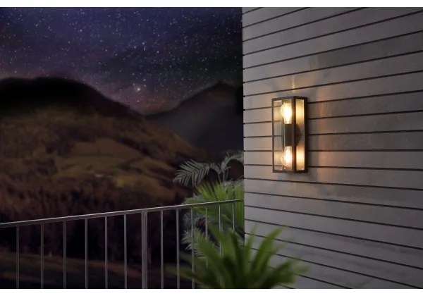 Eglo 780426 - Applique da esterno ALGECIRAS 2xE27/60W/230V IP44 nero