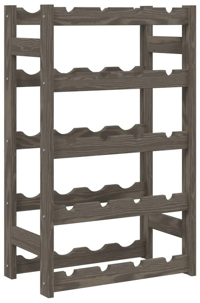 Portabottiglie per 20 bottiglie grigio legno massello di pino