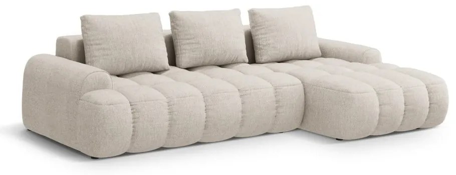 Divano angolare beige allungabile/con contenitore (con penisola a destra/con chaise lounge) Linz – Cosmopolitan Design