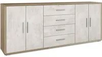 Mobile Basso 4 Ante 4 Cassetti 203x84x41 cm Noce Stelvio/Ossido Bianco