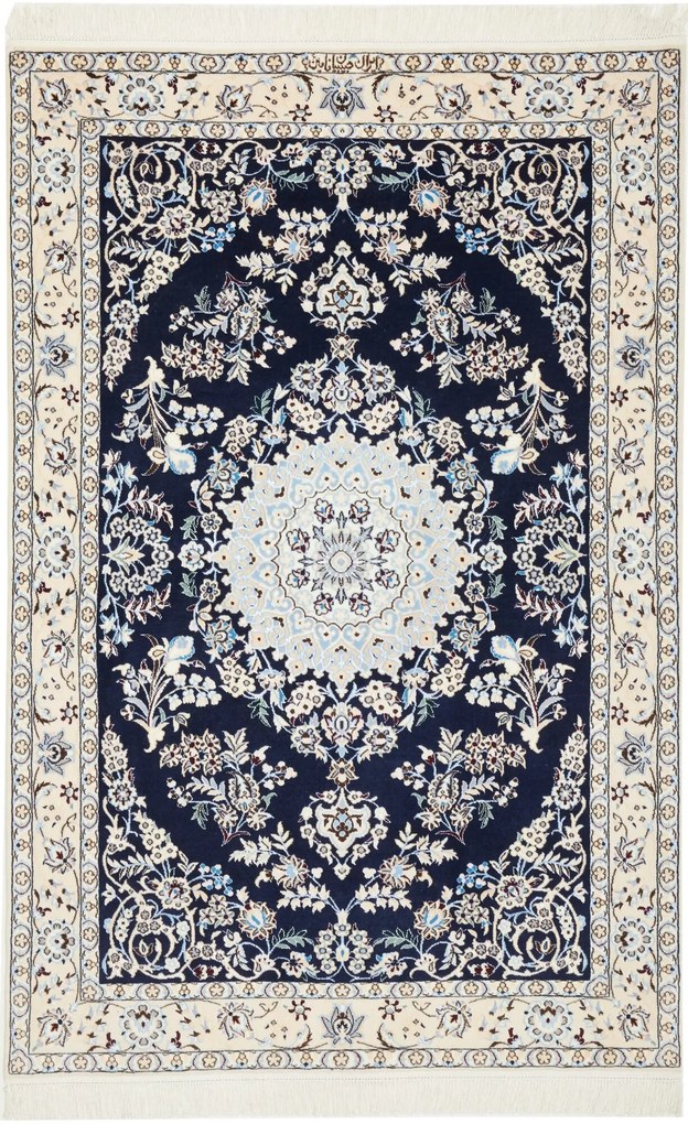 Nain Tappeto 110 x 170 Blu (Iran) Annodato A Mano