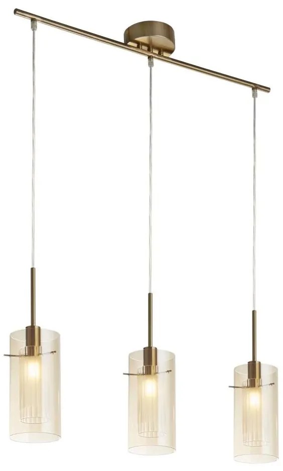 Searchlight 3303-3CP - Lampadario a sospensione con filo DUO 3xE14/60W/230V ottone