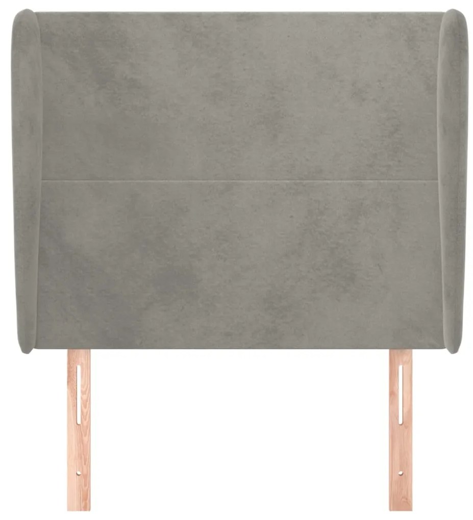 Testiera ad orecchio grigio chiaro 83x23x118/128 cm in velluto