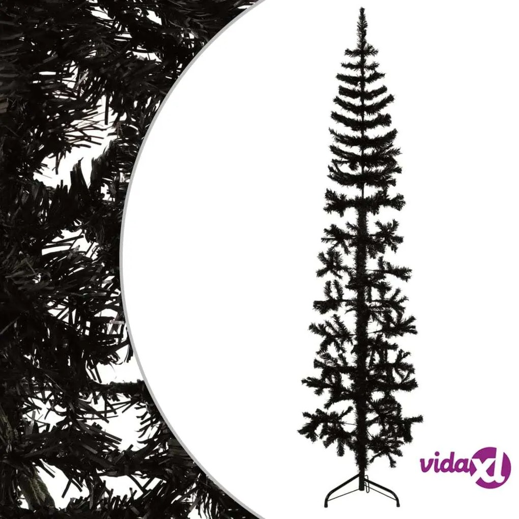 vidaXL Albero Natale Artificiale Sottile a Metà e Supporto Nero 240 cm