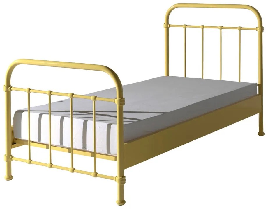 Letto per bambini in metallo giallo, 90 x 200 cm New York - Vipack