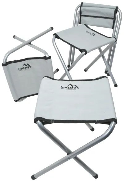 Tavolo da campeggio pieghevole + 4x sedia bianco/cromo