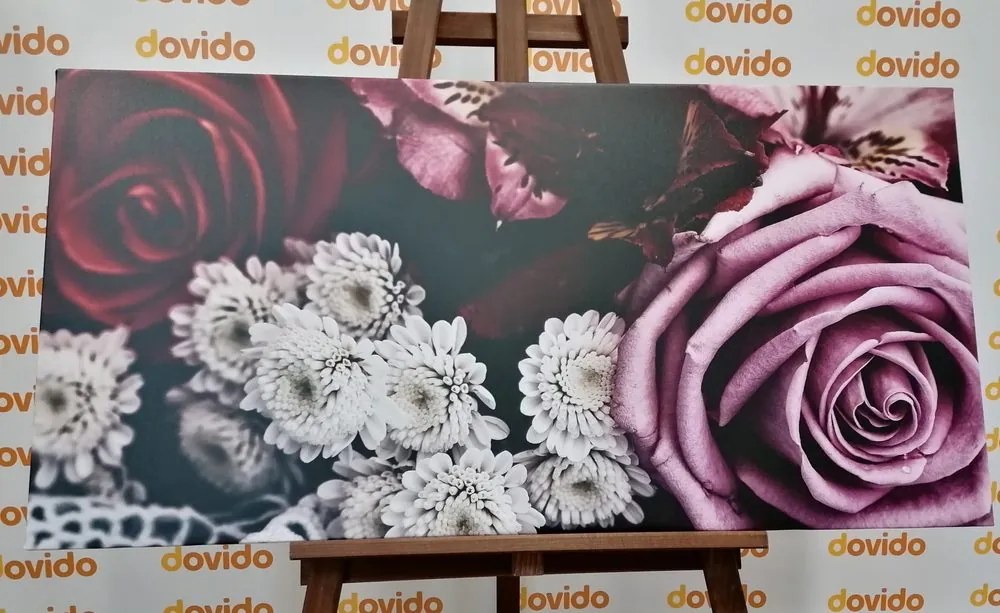 Stampa su tela – Bouquet di rose in stile retrò