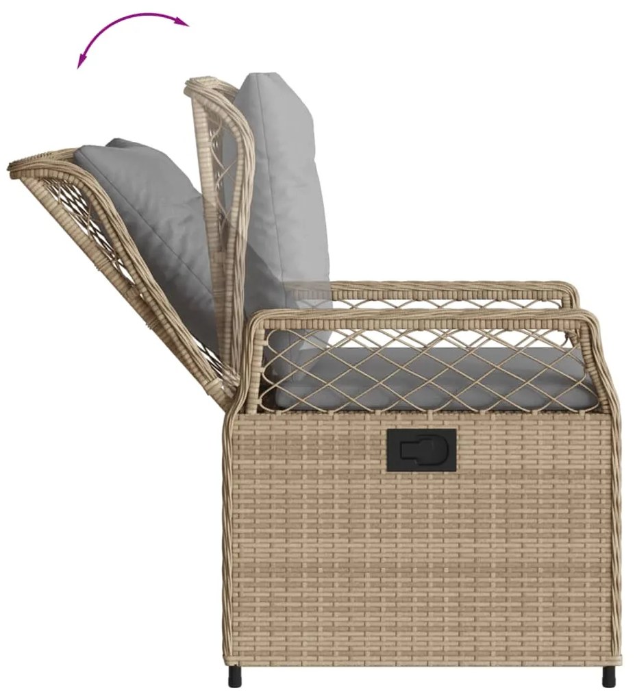 Set da pranzo da giardino 7 pz con cuscini beige in polyrattan