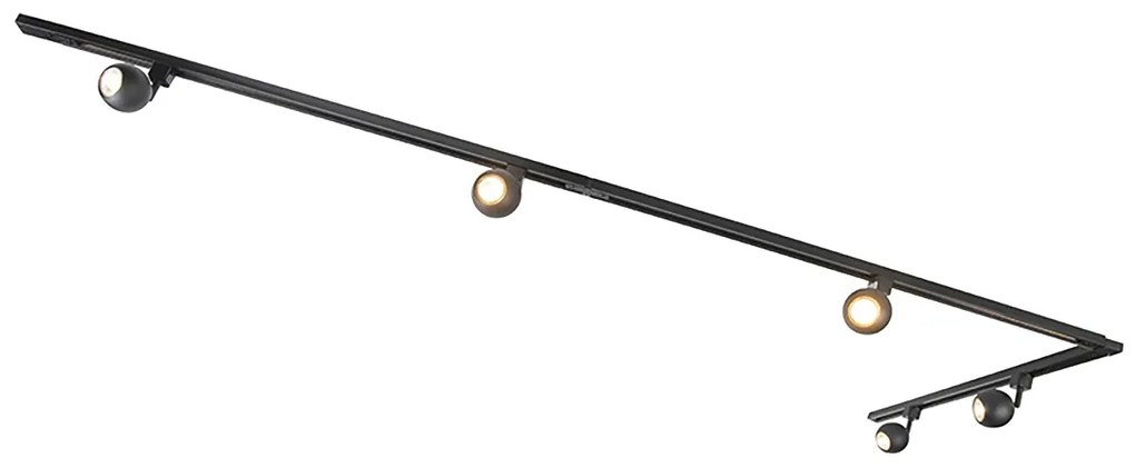 Sistema di illuminazione a binario monofase Smart con 5 faretti Wifi GU10 neri - Iconic Gissi