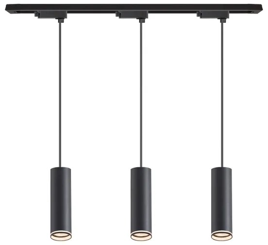 Lampadario a sospensione con cavo per sistema a binario PIPE 3xGU10/10W/230V nero