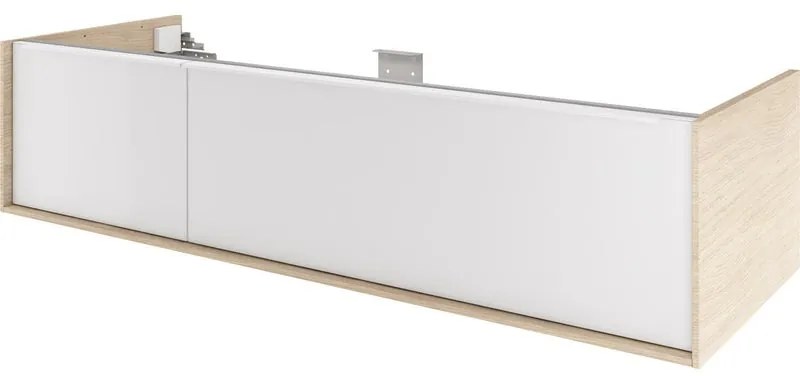 Mobile da bagno sospeso sotto lavabo L 135 x H 32 x P 48 cm betulla laccato lucido, 1 cassetto SENSEA Neo