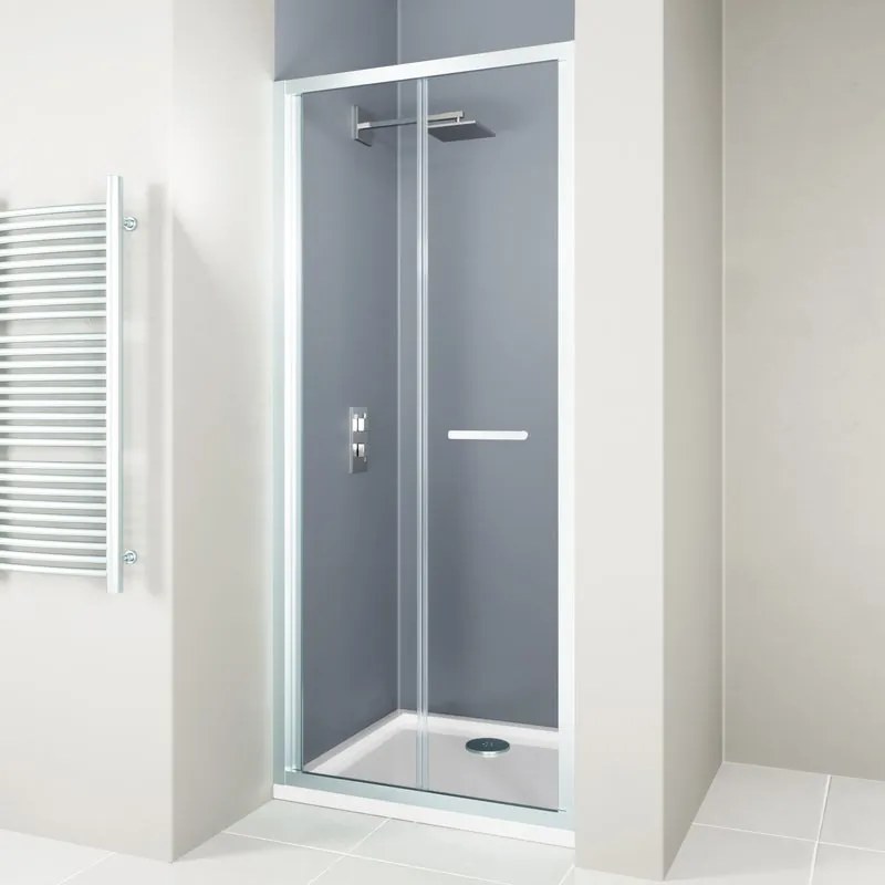 Porta doccia pieghevole Verve L 90 x H 190cm, Sp. 6 mm in vetro vetro senza finitura / trasparente profilo cromo