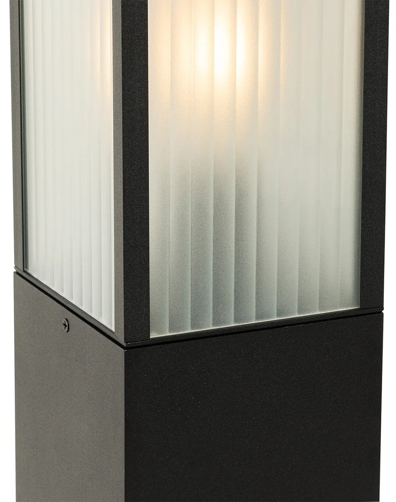 Lampada da terra per esterni nera con vetro rigato 80 cm IP44 - Charlois