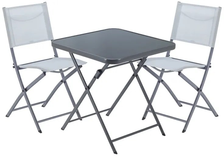 Set tavolo e sedie Emys NATERIAL in acciaio antracite per 2 persone