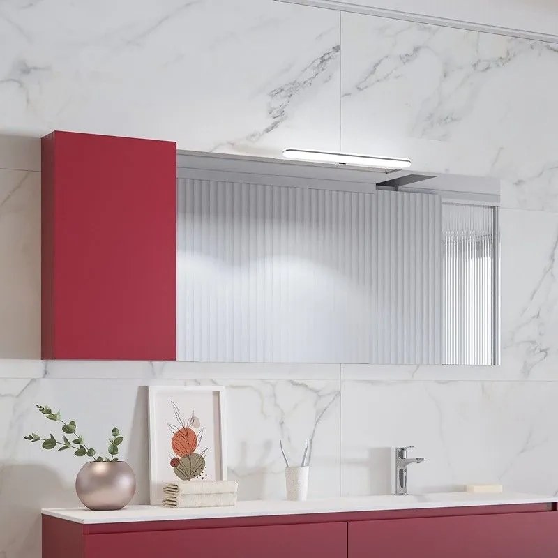 Kamalu - specchio bagno 155cm pensile contenitore a sinistra | sp-155s