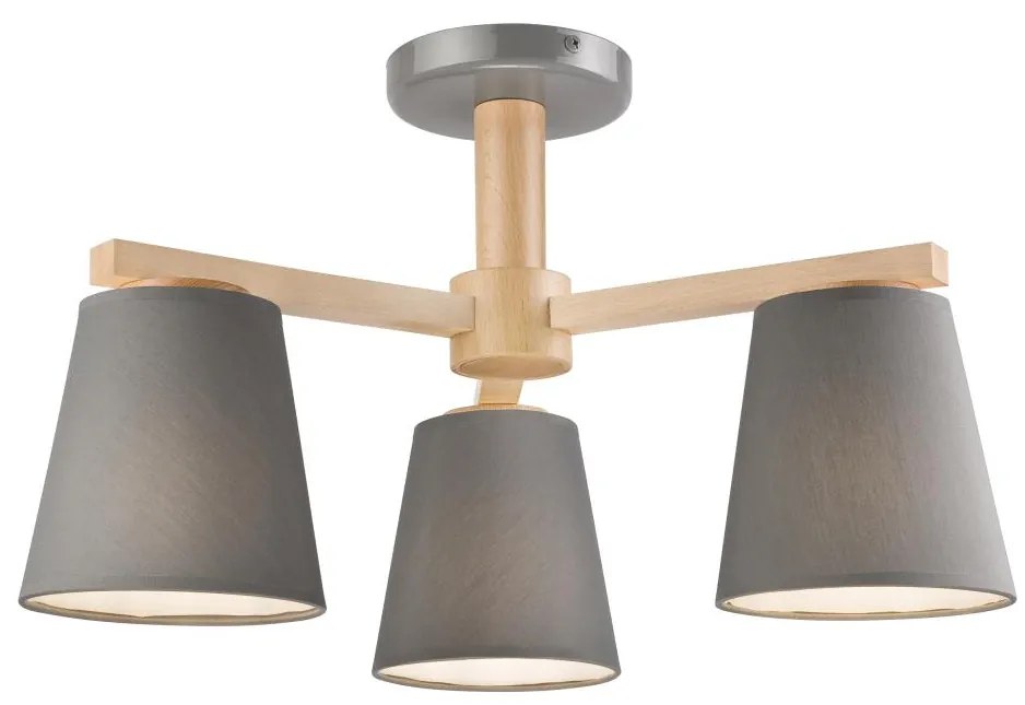 Plafoniera ELLIE 3xE27/60W/230V grigio/rovere