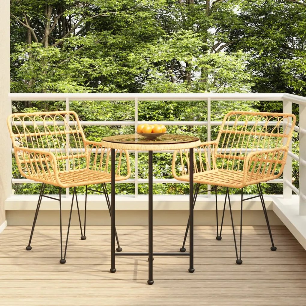 Set Da Pranzo Da Giardino 3 Pz İn Polyrattan /