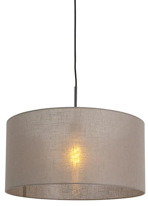 Lampada a sospensione rustica nera con paralume color tortora 50 cm - Combi 1