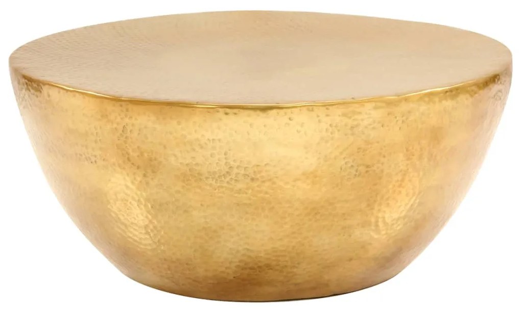Tavolino Da Salotto İn Alluminio Martellato 70x30 Cm Ottone /