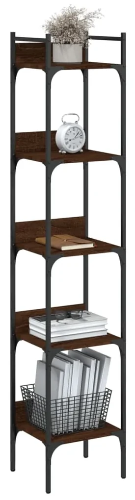 Libreria 5 ripiani rovere marrone 35x30x174cm legno multistrato