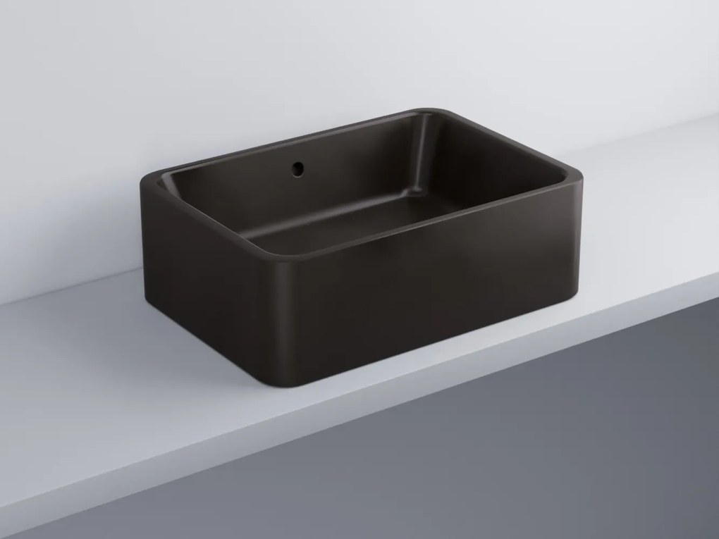 Cielo Shui Lavabo 60x42 da appoggio rettangolare con troppo pieno in ceramica lavagna