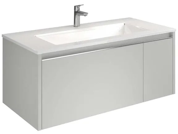 Mobile da bagno sospeso sotto lavabo L 100 x H 40 x P 45.5 cm grigio perla opaco, 1 cassetto, 1 anta Cielo