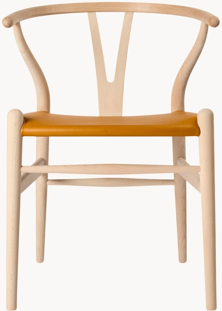 Sedia con braccioli in pelle CH24P