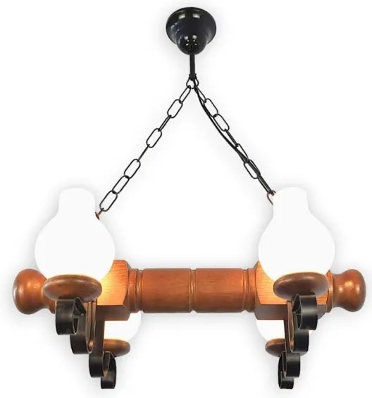 Brilagi - Lampadario a sospensione con catena RUSTIC 4xE14/40W/230V faggio/noce