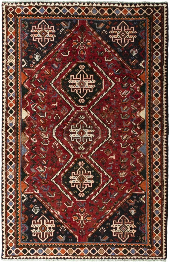 Shiraz Tappeto 260x170 Rosso (Iran) Annodato A Mano