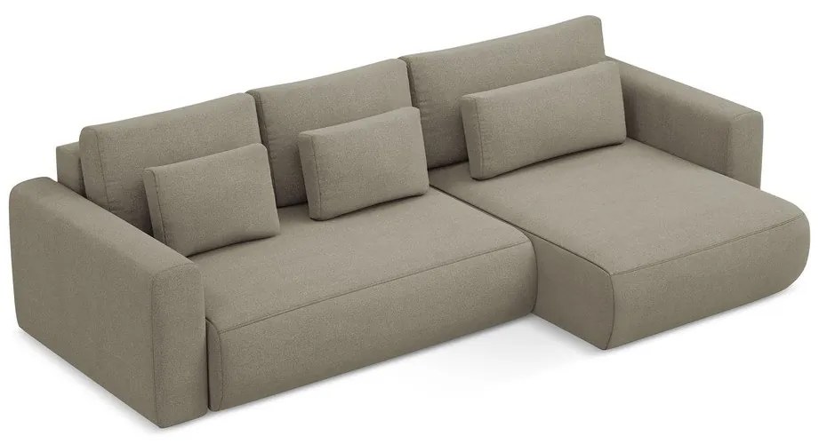 Divano angolare marrone chiaro allungabile/con contenitore (con penisola a destra/con chaise lounge) Kapua – Makamii