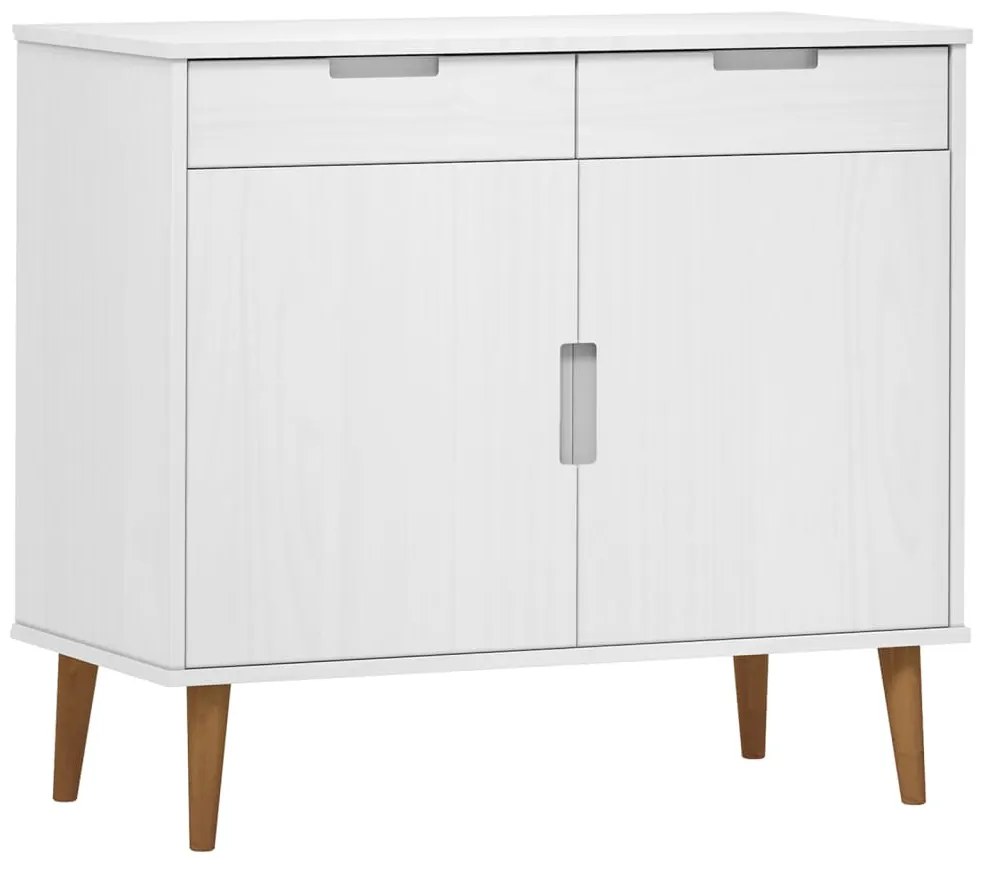 Credenza molde bianca 90x40x80 cm in legno massello di pino