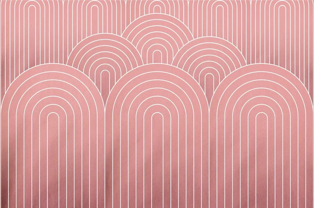 Carta da parati autoadesiva – Motivo arcobaleno Mid-Century rosa antico