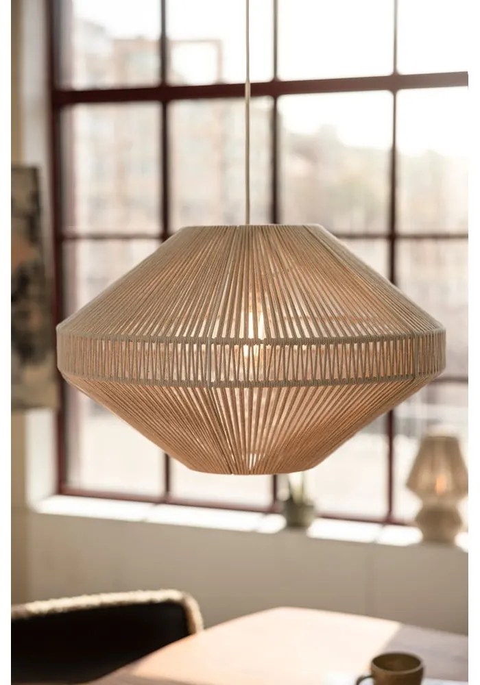 Lampadario di colore naturale con paralume in tessuto ø 50 cm Razzo – Markslöjd