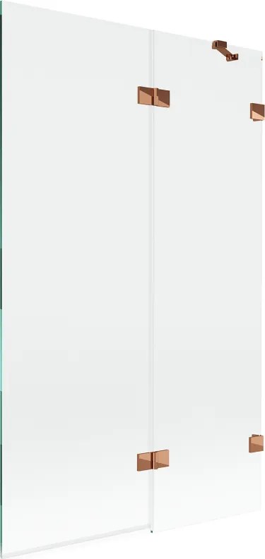 Mexen Lunar paravento per vasca da bagno a 2 ante destro 110 x 150 cm, trasparente, oro rosa - 897-110-100-60-00-P