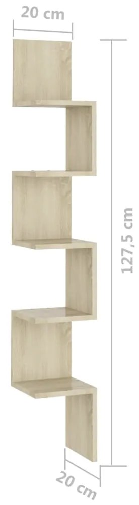 Scaffale Angolare Muro Sonoma 20x20x127,5cm Legno Multistrato