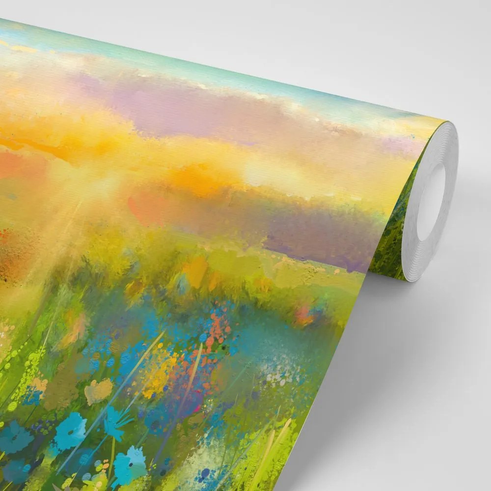 Carta da parati – Pittura ad olio di fiori di campo