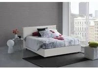 Letto matrimoniale Belinda, Letto contenitore con rivestimento in ecopelle, Made in Italy, Apertura frontale, adatto per materasso cm 140x200, Bianco