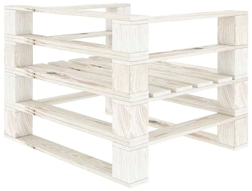 Set Divani da Giardino 6 pz su Pallet in Legno Bianco