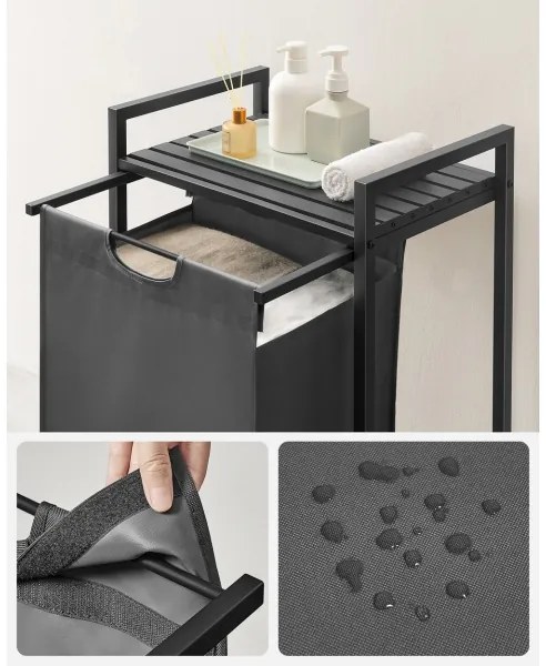 Cesto per la biancheria REX nero/grigio