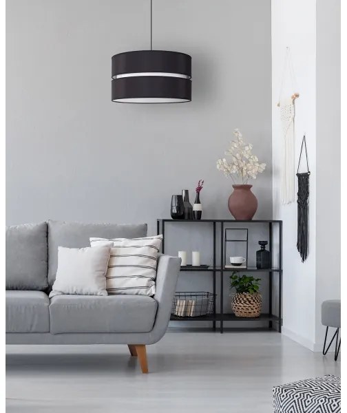 Duolla - Lampadario a sospensione con filo DUO 1xE27/15W/230V diametro 40 cm nero/bianco