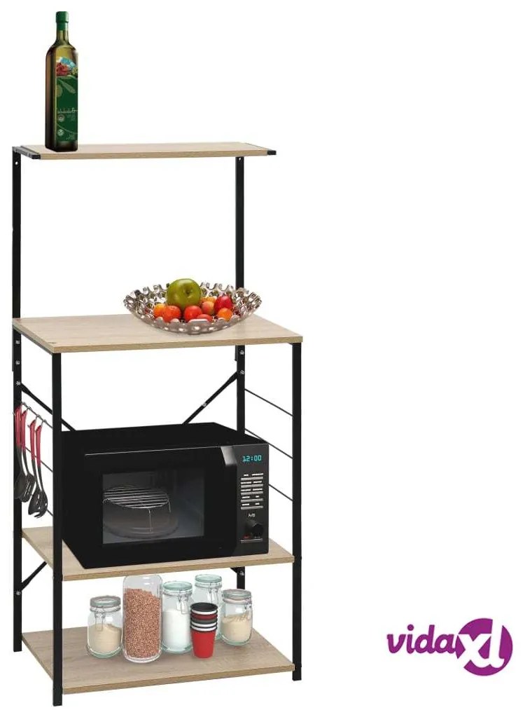 vidaXL Mobile Microonde Nero e Rovere 60x39,6x123cm Legno Multistrato